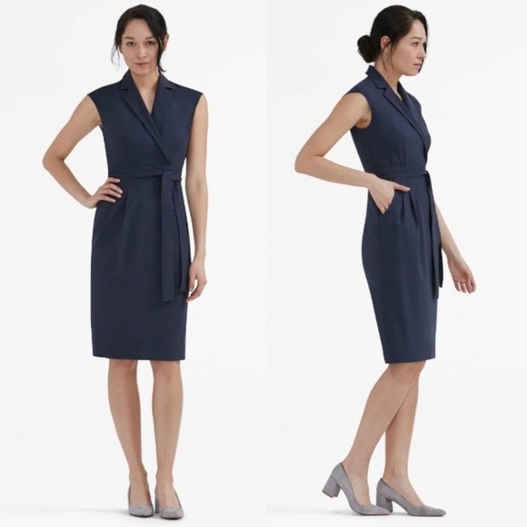 MM Lafleur Dresses & Skirts - MM Lafleur Navy Catherine Dress Collared Midi Size 14